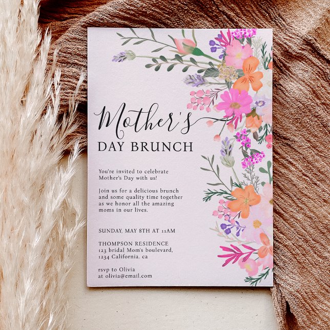 Invitación Flores silvestres pastel románticas primavera día  (Subido por el creador)
