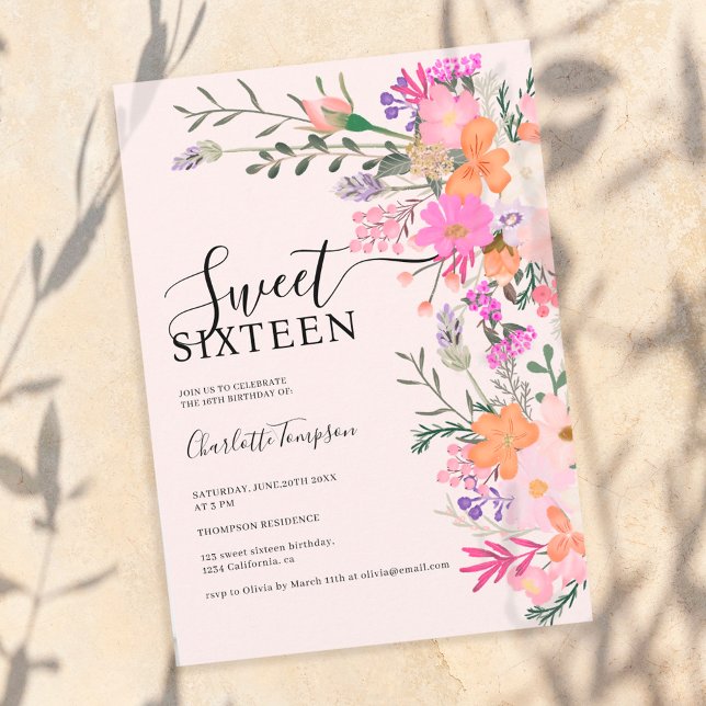 Invitación Flores silvestres pastel románticas primavera dulc (Subido por el creador)