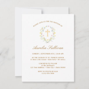 Invitación Flores silvestres pastorales simples escriben baut