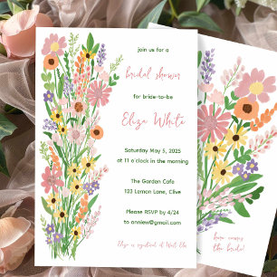 Invitación Flores silvestres Personalizado dulce pintado a ma