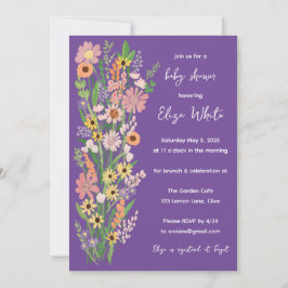 Invitación Flores silvestres Personalizado pintado a mano Bab