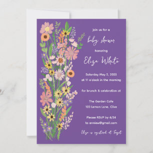 Invitación Flores silvestres Personalizado pintado a mano Bab