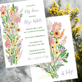Invitación Flores silvestres Personalizado pintado a mano Bab
