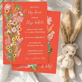 Invitación Flores silvestres Personalizado pintado a mano Bab