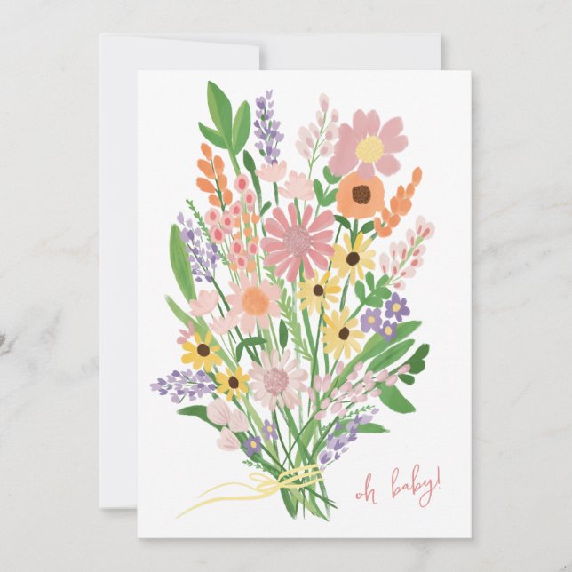 Invitación Flores silvestres Personalizado pintado a mano Bab (Anverso)