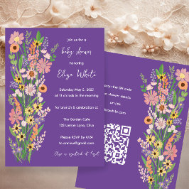 Invitación Flores silvestres Personalizado pintado a mano cód