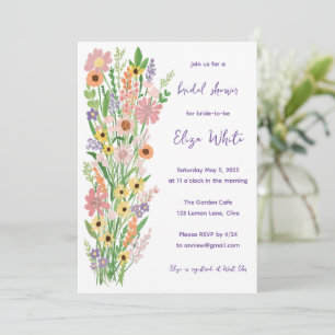 Invitación Flores silvestres Personalizado pintado a mano QR 