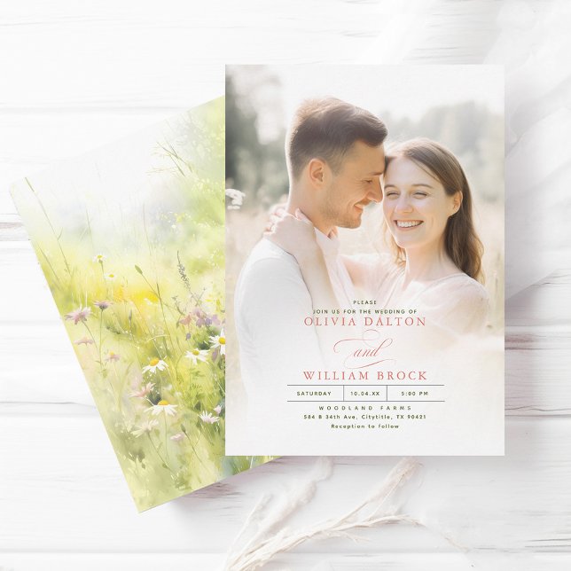 Invitación Flores silvestres pradera elegante Boda romántico  (Subido por el creador)