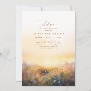 Invitación Flores silvestres pradera elegante cena de verano