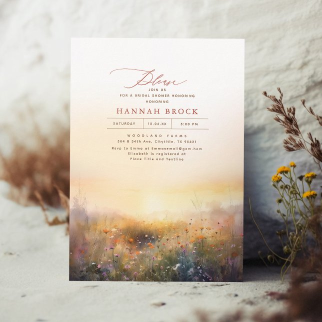 Invitación Flores silvestres pradera elegante ducha de novias (Subido por el creador)