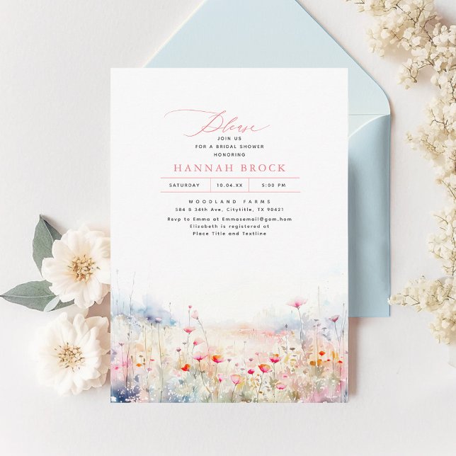 Invitación Flores silvestres pradera elegante ducha de novias (Subido por el creador)