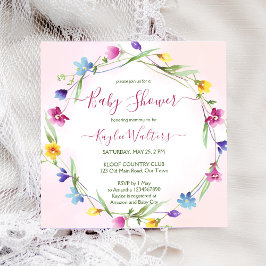 Invitación Flores silvestres praderas boho bebé ducha