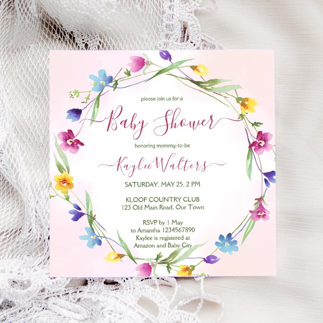 Invitación Flores silvestres praderas boho bebé ducha (Subido por el creador)