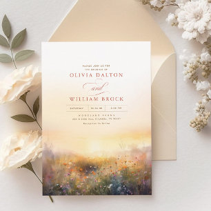 Invitación Flores silvestres praderas de tierra elegante matr