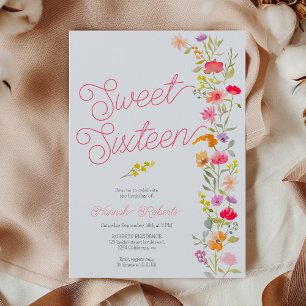 Invitación Flores silvestres primavera verano floral Sweet 16