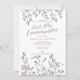 Invitación Flores silvestres, primera comunión sagrada