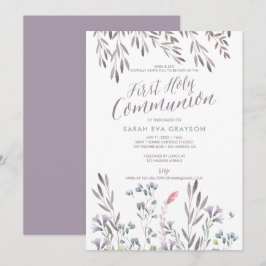 Invitación Flores silvestres, primera comunión sagrada