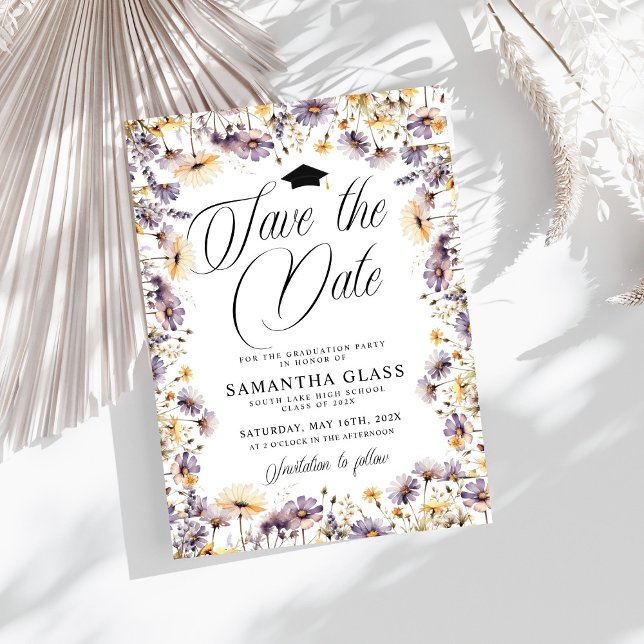 Invitación Flores Silvestres Púrpura Modernas Que Salvan La G (Subido por el creador)