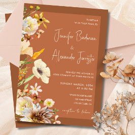 Invitación Flores silvestres quemadas Naranja Boda de Terraco