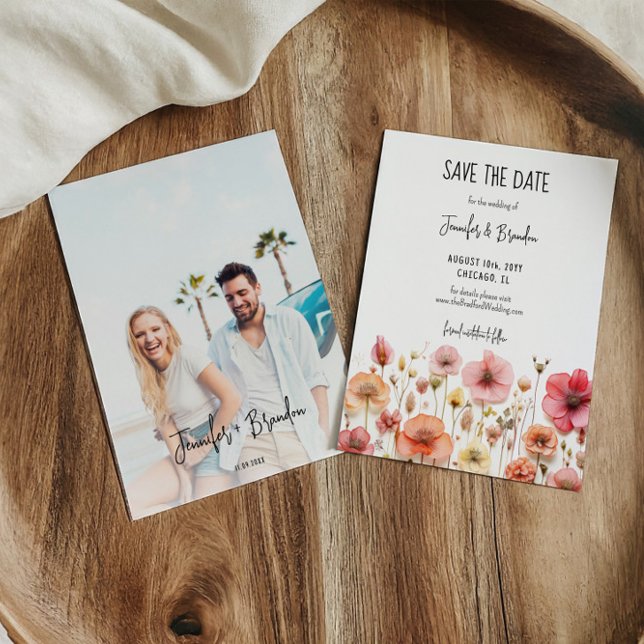 Invitación Flores silvestres recién presionadas Guardar la fo (Subido por el creador)