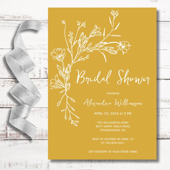 Invitación Flores silvestres recolectadas minimalistas ducha  (Subido por el creador)