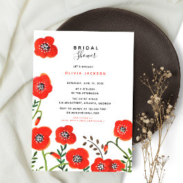 Invitación Flores silvestres Red Poppy Floral moderna ducha d
