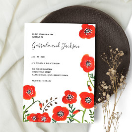 Invitación Flores silvestres Red Poppy Floral moderno boda