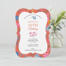 Invitación Flores silvestres rojas Boho cumpleaños 30 40