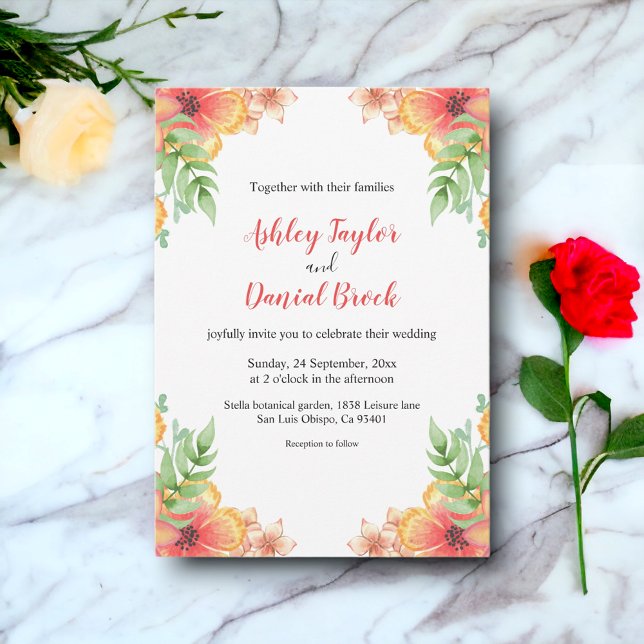 Invitación Flores silvestres románticas acuarela Boda floral (Subido por el creador)