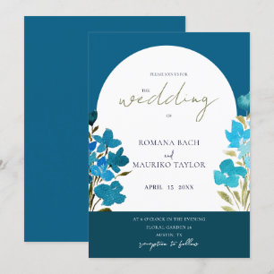 Invitación Flores Silvestres Románticas Artísticas de Acuarel