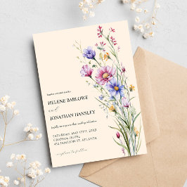 Invitación Flores silvestres románticas Boho elegante matrimo