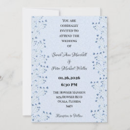 Invitación Flores Silvestres Románticas Floral Azul Oscuro De