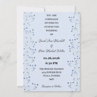 Invitación Flores Silvestres Románticas Floral Azul Oscuro De