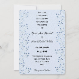 Invitación Flores Silvestres Románticas Floral Azul Oscuro De