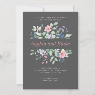Invitación Flores silvestres románticas modernas Boda gris os