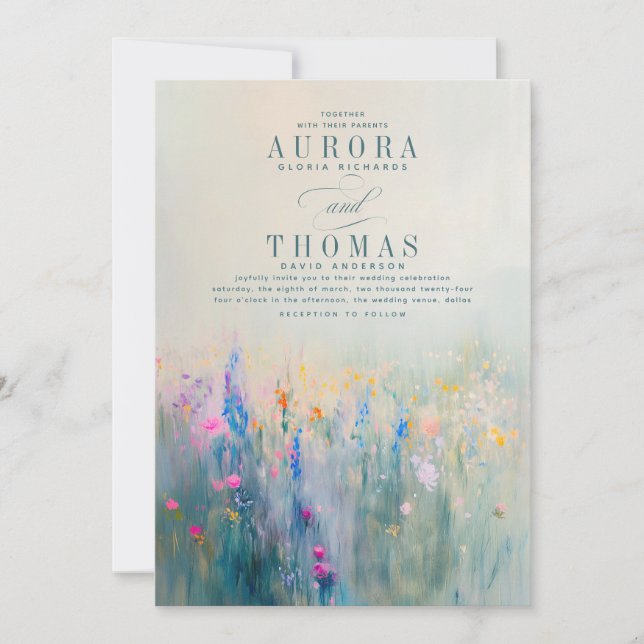 Invitación Flores silvestres Románticas y elegantes invitacio (Anverso)