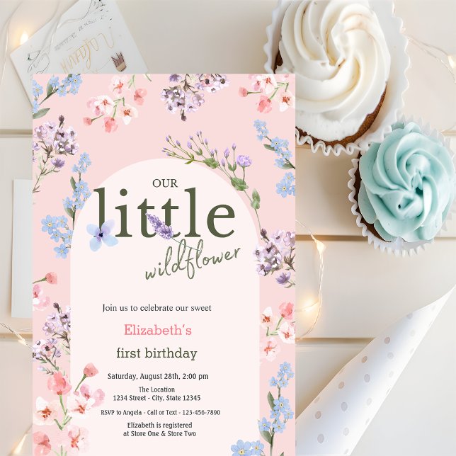 Invitación Flores silvestres Rosa Bebé en flor Cumpleaños (Subido por el creador)