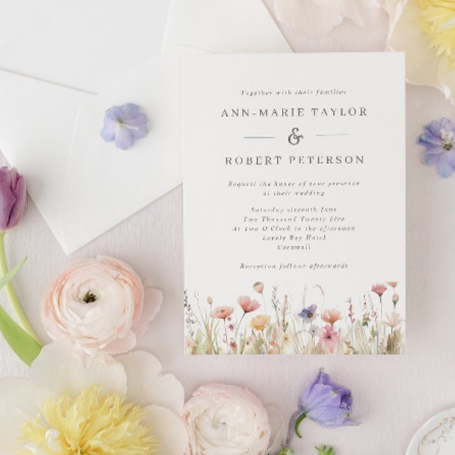 Invitación Flores silvestres rosadas Boda de Primavera Rústic (Subido por el creador)