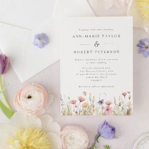 Invitación Flores silvestres rosadas Boda de Primavera Rústic