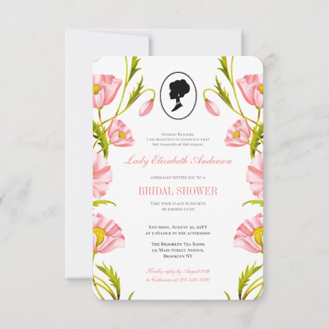 Invitación Flores silvestres rosadas de presupuesto Bridgerto (Anverso)