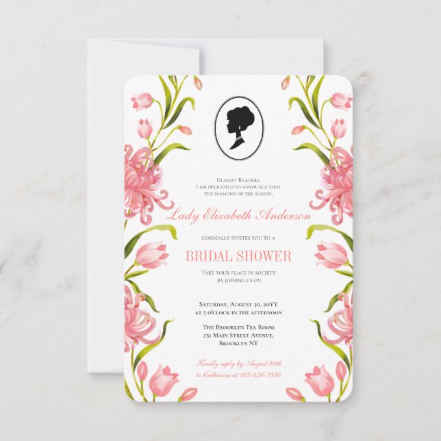 Invitación Flores silvestres rosadas de presupuesto Bridgerto (Anverso)