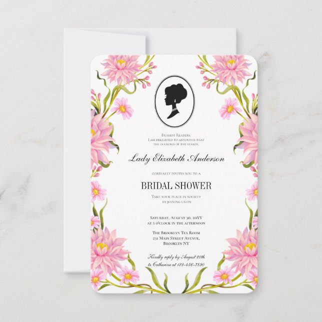 Invitación Flores silvestres rosadas de presupuesto Bridgerto (Anverso)