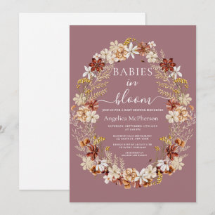 Invitación Flores silvestres rosadas Montbatten Wreath Twin B
