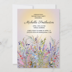 Invitación Flores silvestres rosadas, púrpuras y amarillas, 7