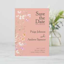 Invitación Flores silvestres rosan boda Salven la fecha