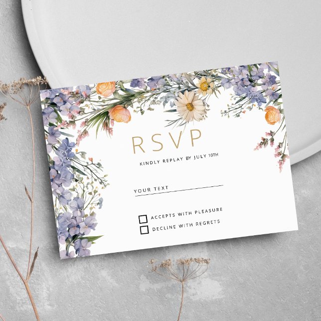 Invitación Flores silvestres rurales RSVP (Country wildflower flowers rustic RSVP )