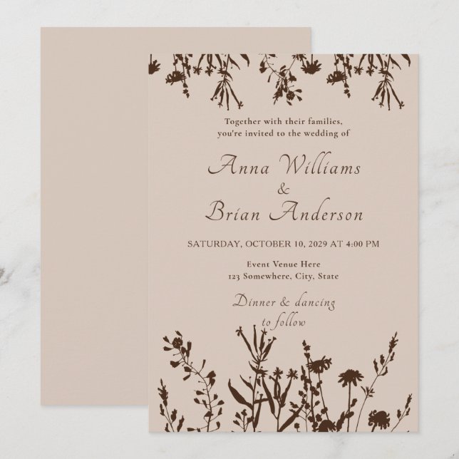 Invitación Flores silvestres rusas caen Boda floral de Meadow (Anverso / Reverso)