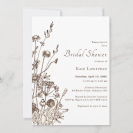 Invitación Flores silvestres rusas caen en ducha de novia