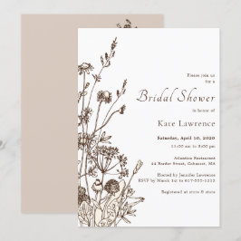 Invitación Flores silvestres rusas caen en ducha de novia