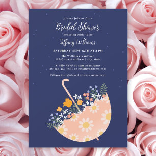 Invitación Flores silvestres rusas, ducha de paraguas rosa